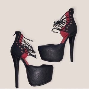 Elegant Black and Red Platform Heels
